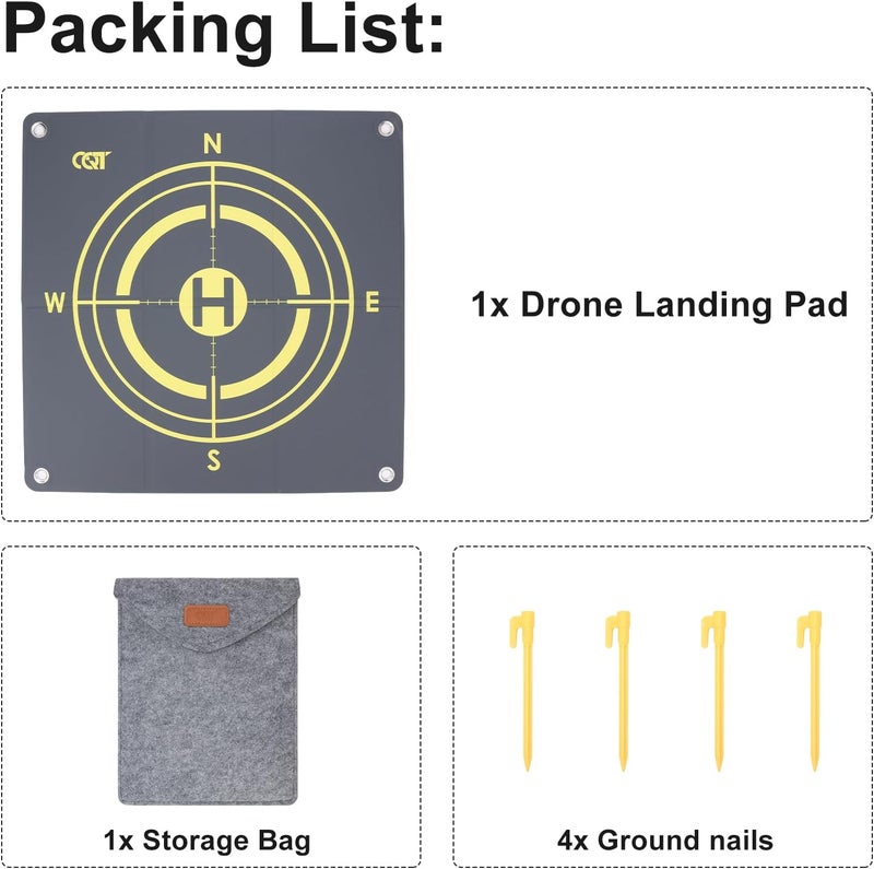CQT Drone Landing Pad Universal Waterproof Weighted Portable Fast-Foldable Helipad Launch for DJI Mavic 3 Pro/Mini 2 SE/Air 2 2S/Mini 3 4 Pro/Mavic 2/Holy Stone/FPV/Avata 2/RC Quadcopters Accessories (55CM Yellow+Dark Gray) - Image 2